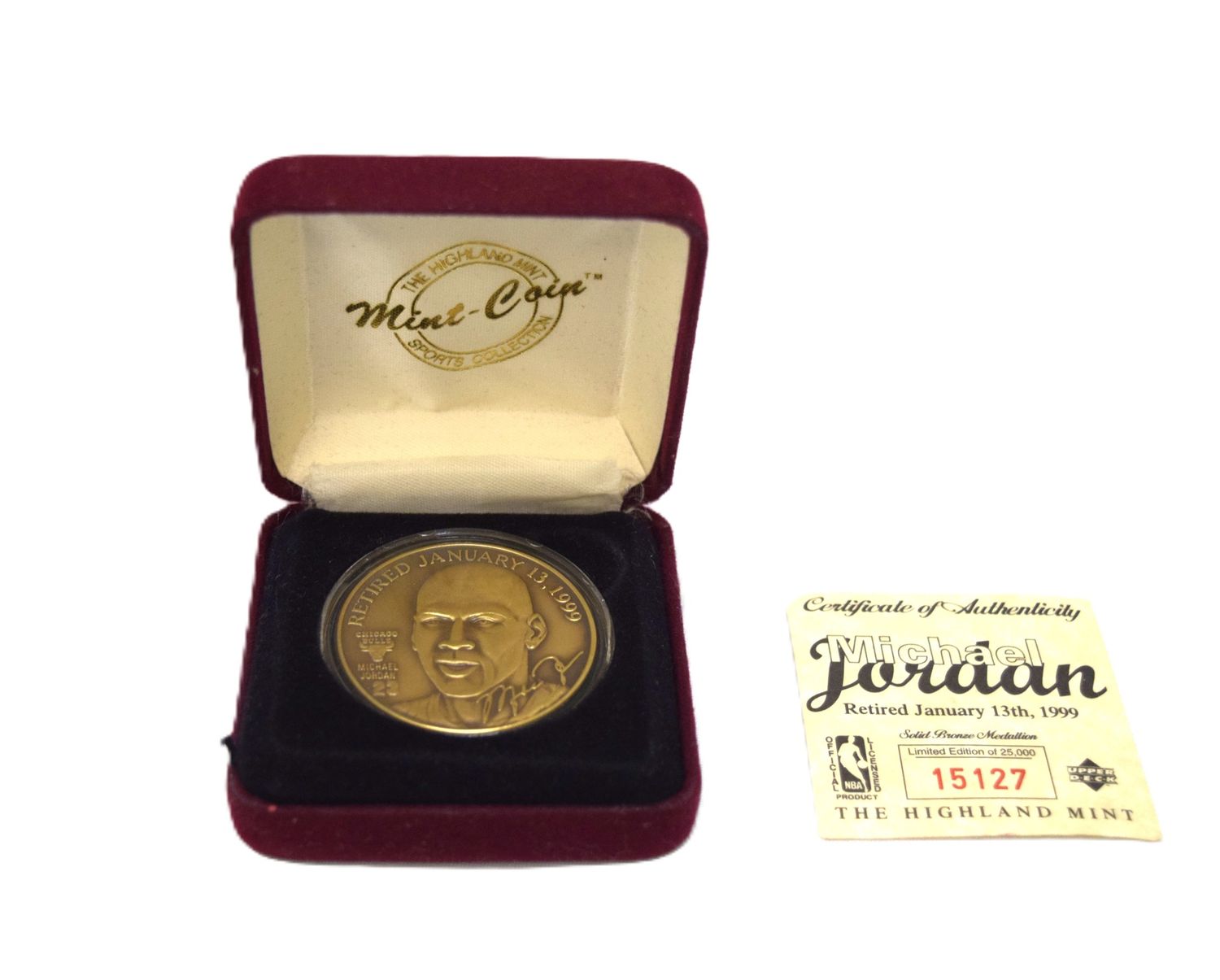 Michael Jordan Retirement Bronze Coin, Highland Mint