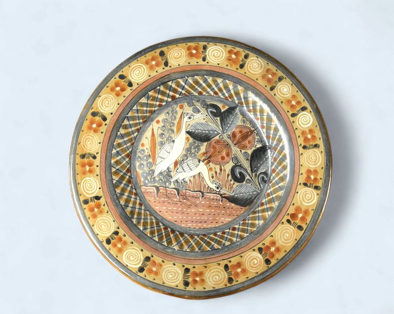 Vintage, Tonala Mexican, Hand Painted Pottery Plate (Jalisco)