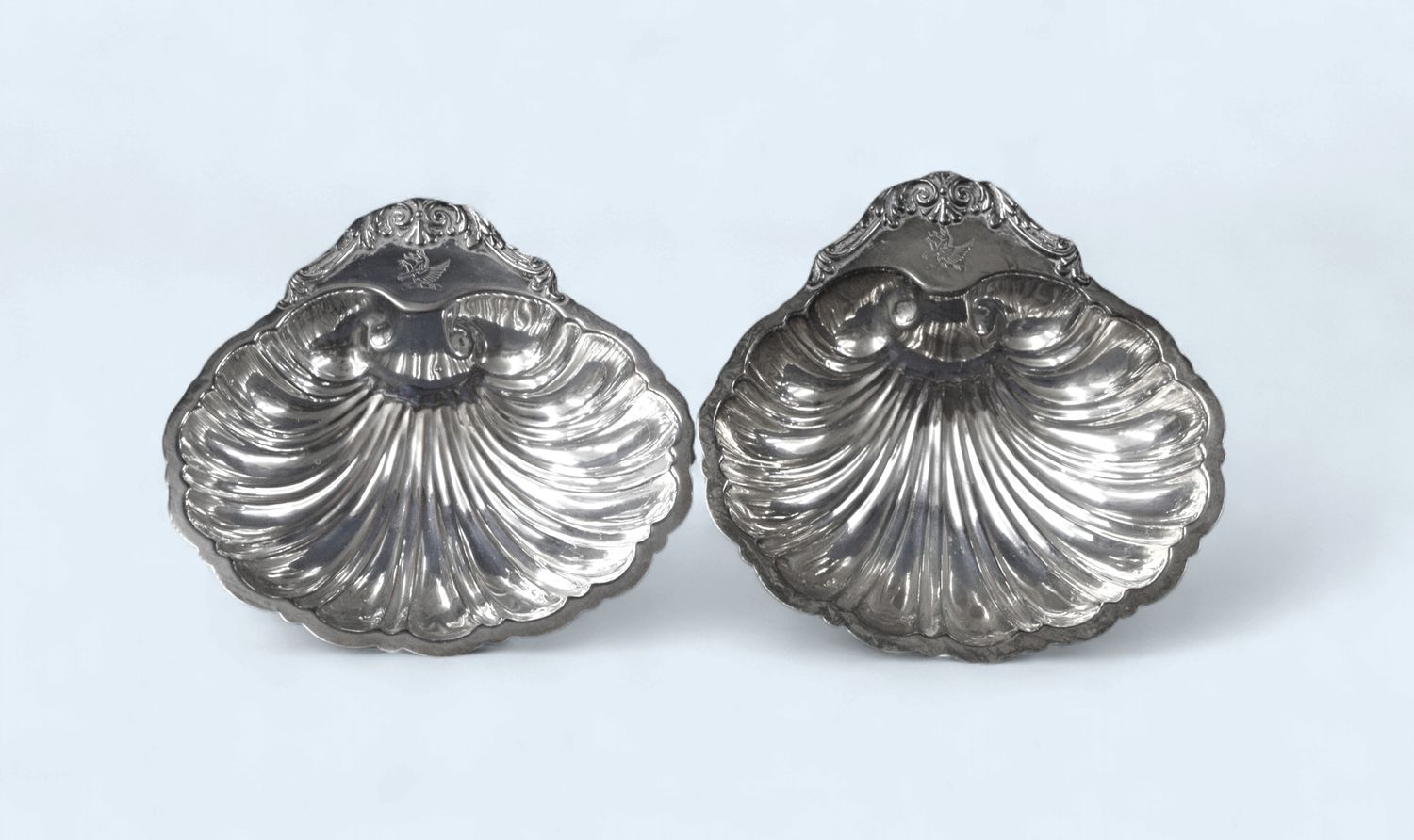 Set of 2 Vintage, Friedman, Silver Plate Clamshell Serving Dishes