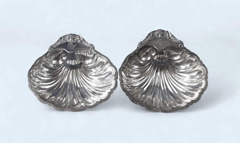 Set of 2 Vintage, Friedman, Silver Plate Clamshell Serving Dishes
