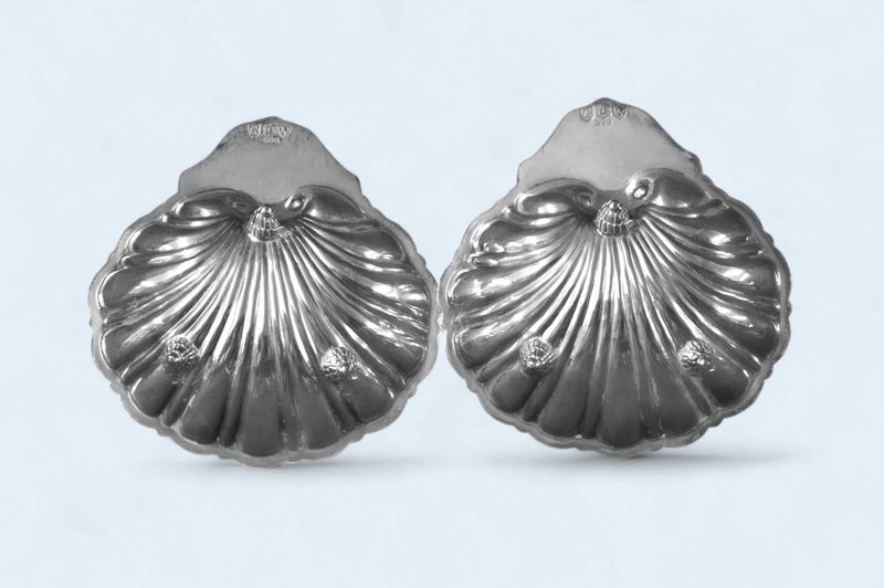 Set of 2 Vintage, Friedman, Silver Plate Clamshell Serving Dishes