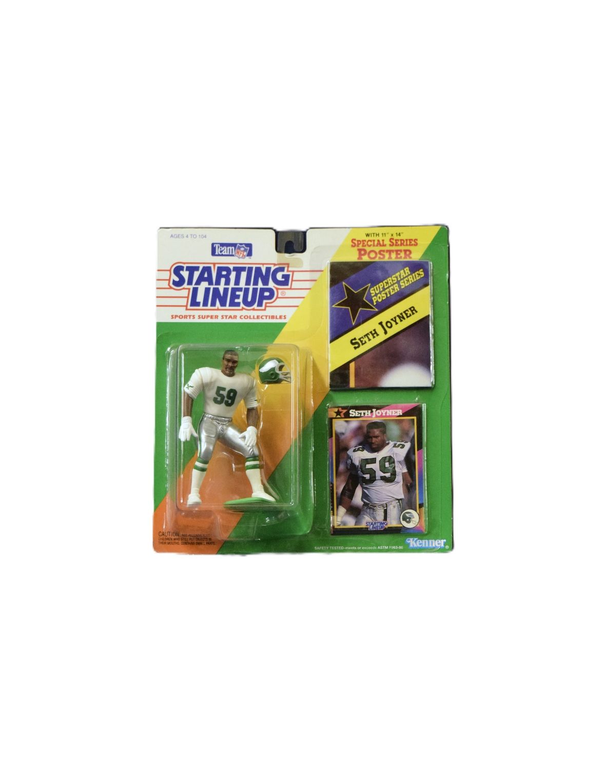 NFL Starting Lineup, Plus Card, Seth Joiner, Philadelphia Eagles, 1992 Kenner Toys