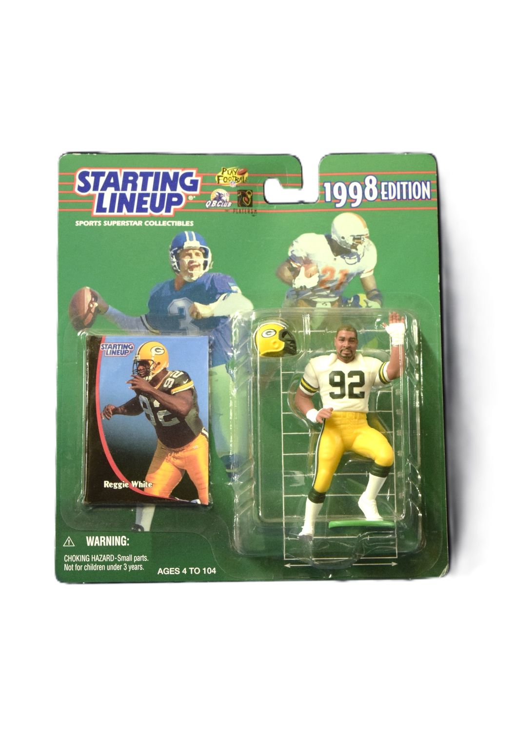 NFL Starting Lineup, Plus Card, Reggie White, Green Bay Packers, 1998 Kenner Toys