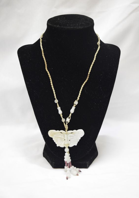 Jadite/Jade Butterfly Pendant 12:" Total Length