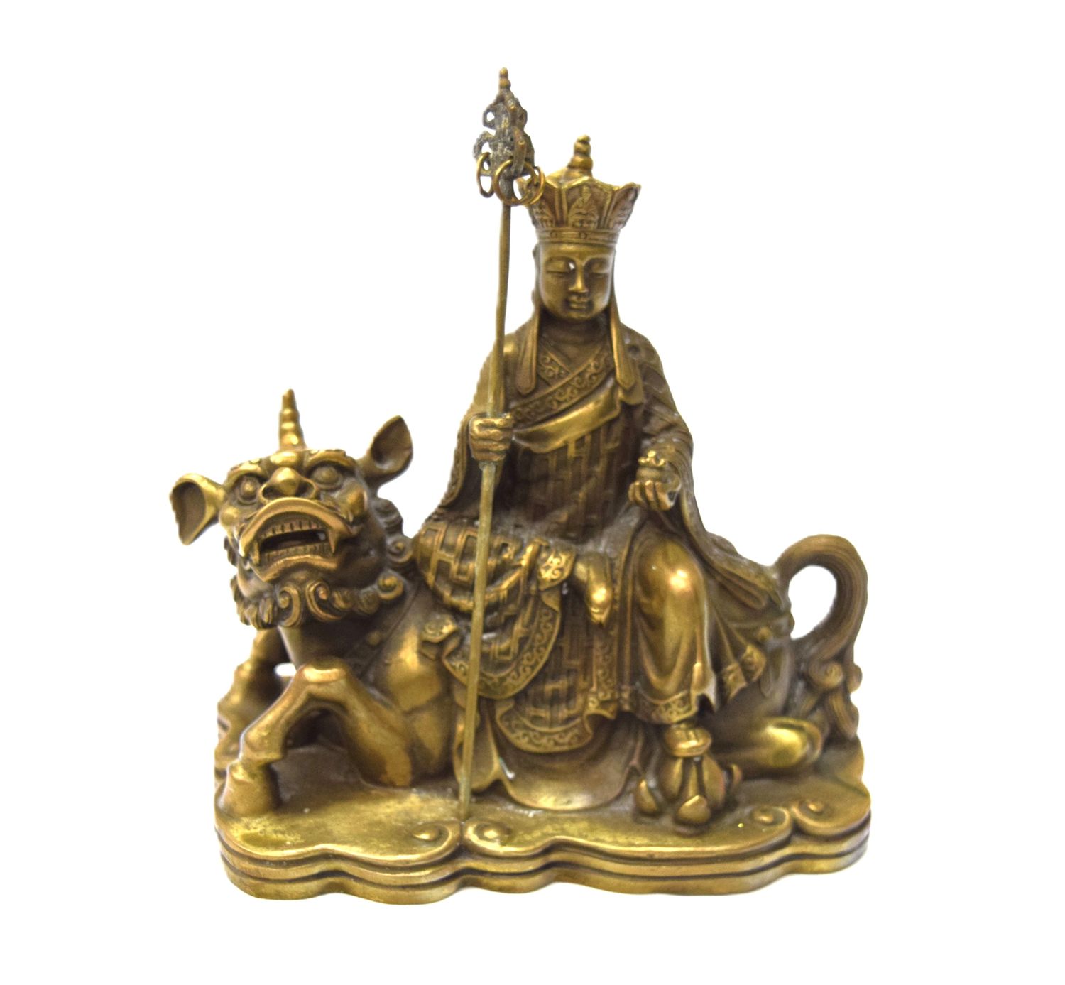 19th Century, Bronze, Japanese Bodhisattva Ksitgarbha on a Kirin
