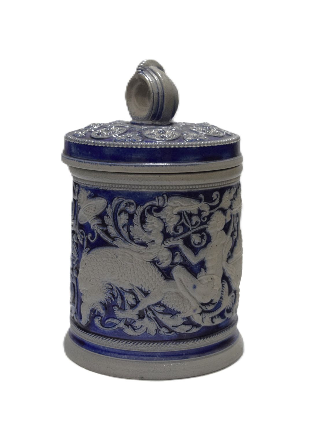 Antique German Westerwald, Salt-glazed Tobacco Jar