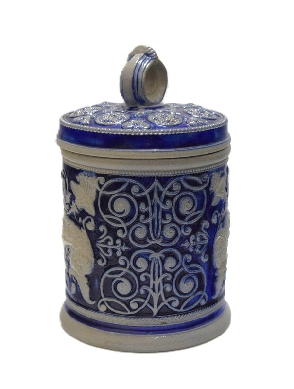 Antique German Westerwald, Salt-glazed Tobacco Jar
