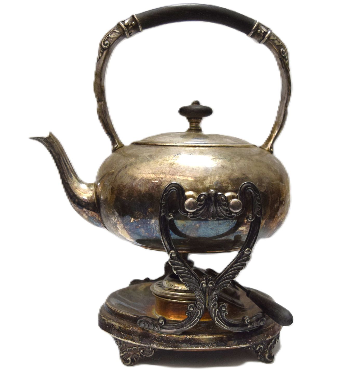 Antique Silverplate Tilt Kettle, Warmer and Stand