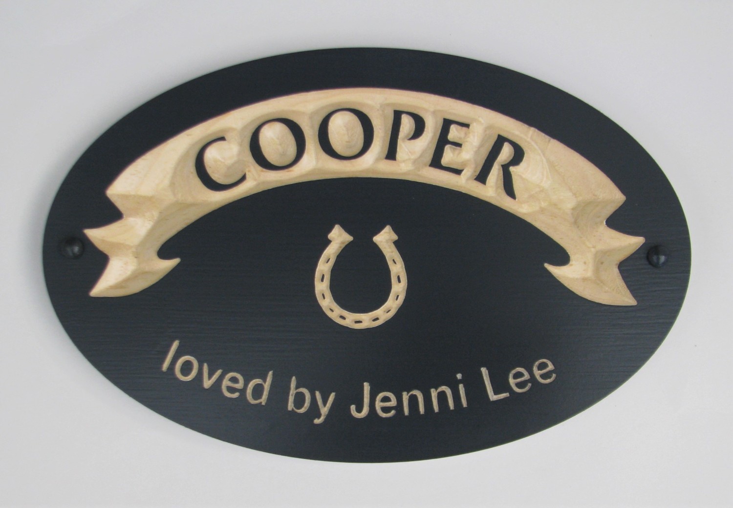 Carved Wood Horse Name Plaque