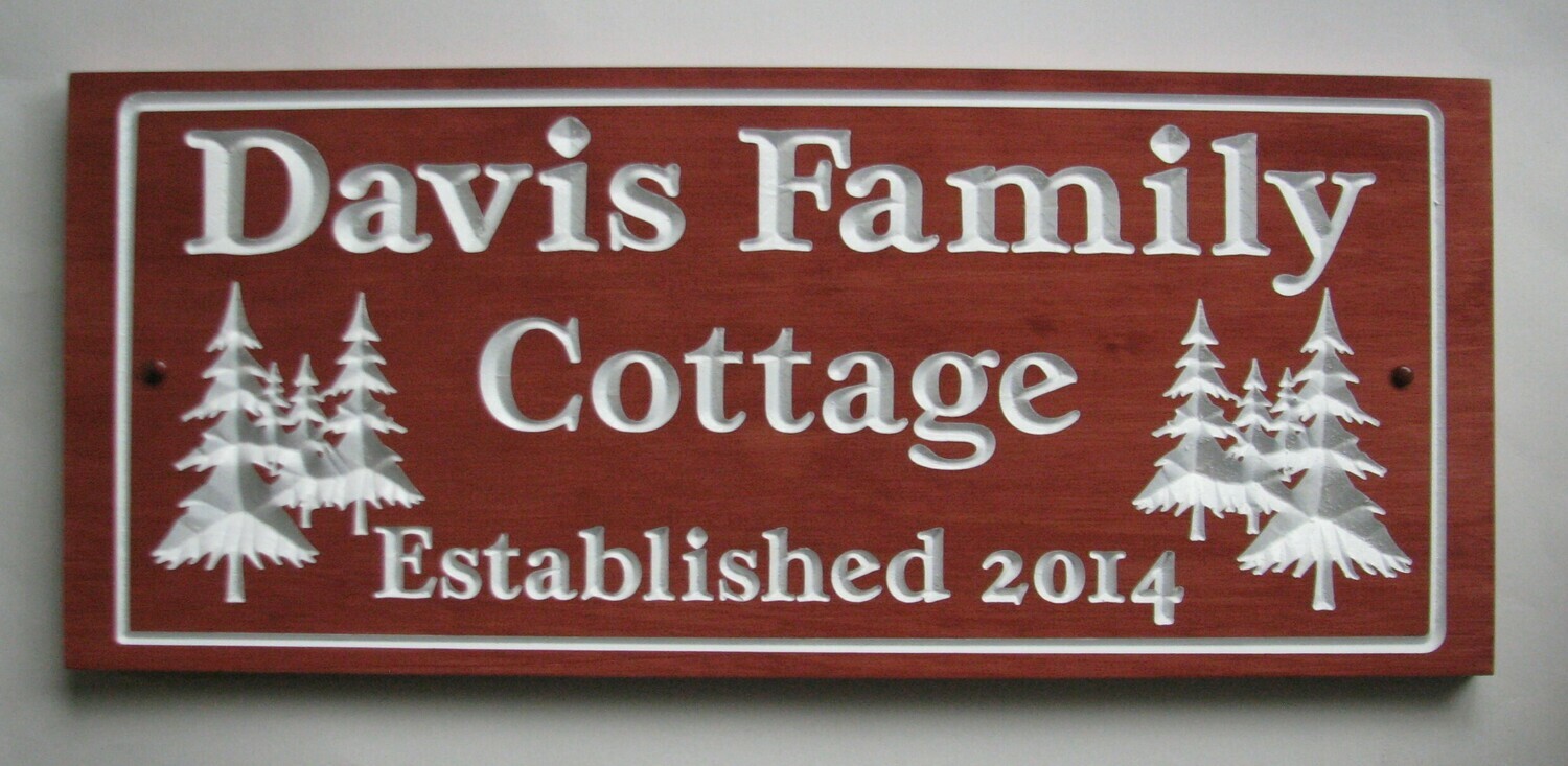 Custom Carved Stained Wood Cottage Sign Camp Sign Outdoor Sign