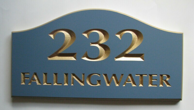 Custom Painted Wood House Number Sign