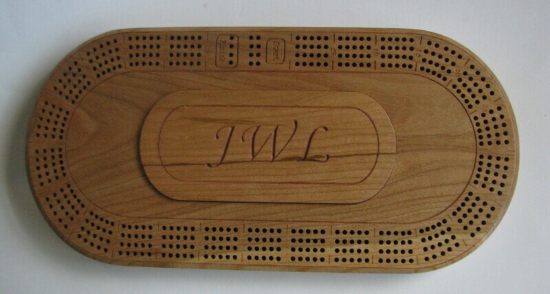 Personalized Oval Cherry Wood 4 Track Cribbage Board