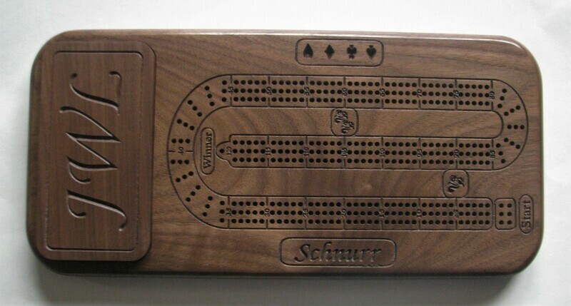 Personalized Walnut Wood Cribbage Board
