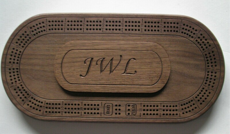 Personalized Oval Walnut Wood 3 Track Cribbage Board