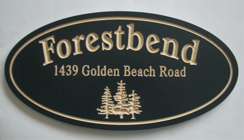 Custom Carved Pine Camp Sign with Carved Trees
