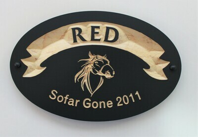 Carved Wood Horse Stall Name Plaque