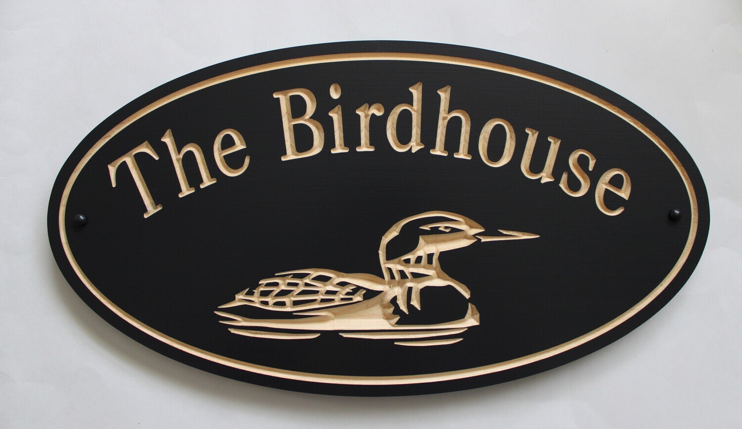 Custom Carved Pine Camp Cottage Sign House Sign with Carved Loon