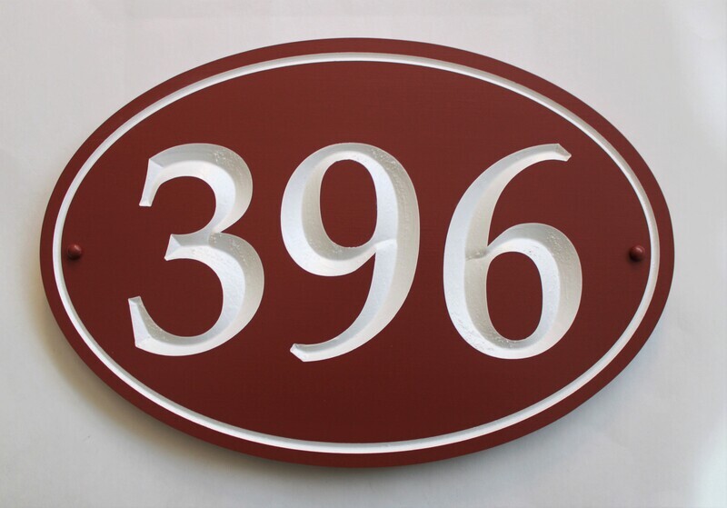 Custom Oval Address Sign - Painted Wood House Number  Sign