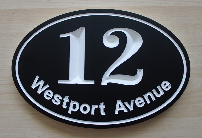 Custom Oval PVC Address Sign - House Number Address Sign/Plaque Street Name and Number - Weather resistant.