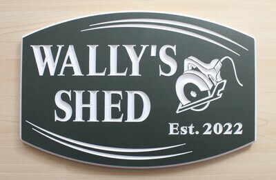 Weather Resistant Custom Exterior Sign Shed Sign Man Cave Sign with Carved Saw  Painted Sign with White Carving - Solid 3/4 inch thick PVC