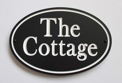Weather Resistant Custom Exterior Oval Sign Cottage Sign House Sign Painted with White Carving