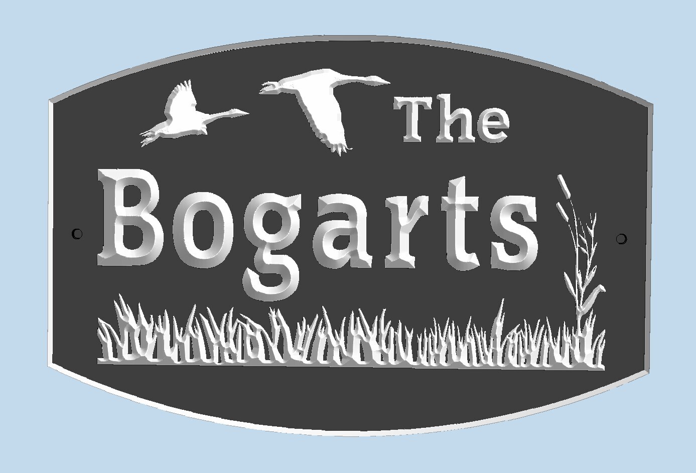 Weather Resistant Custom Exterior Sign Cottage Sign House Sign With Carved Geese and Grasses Painted with White Carving - Solid 3/4 inch thick PVC