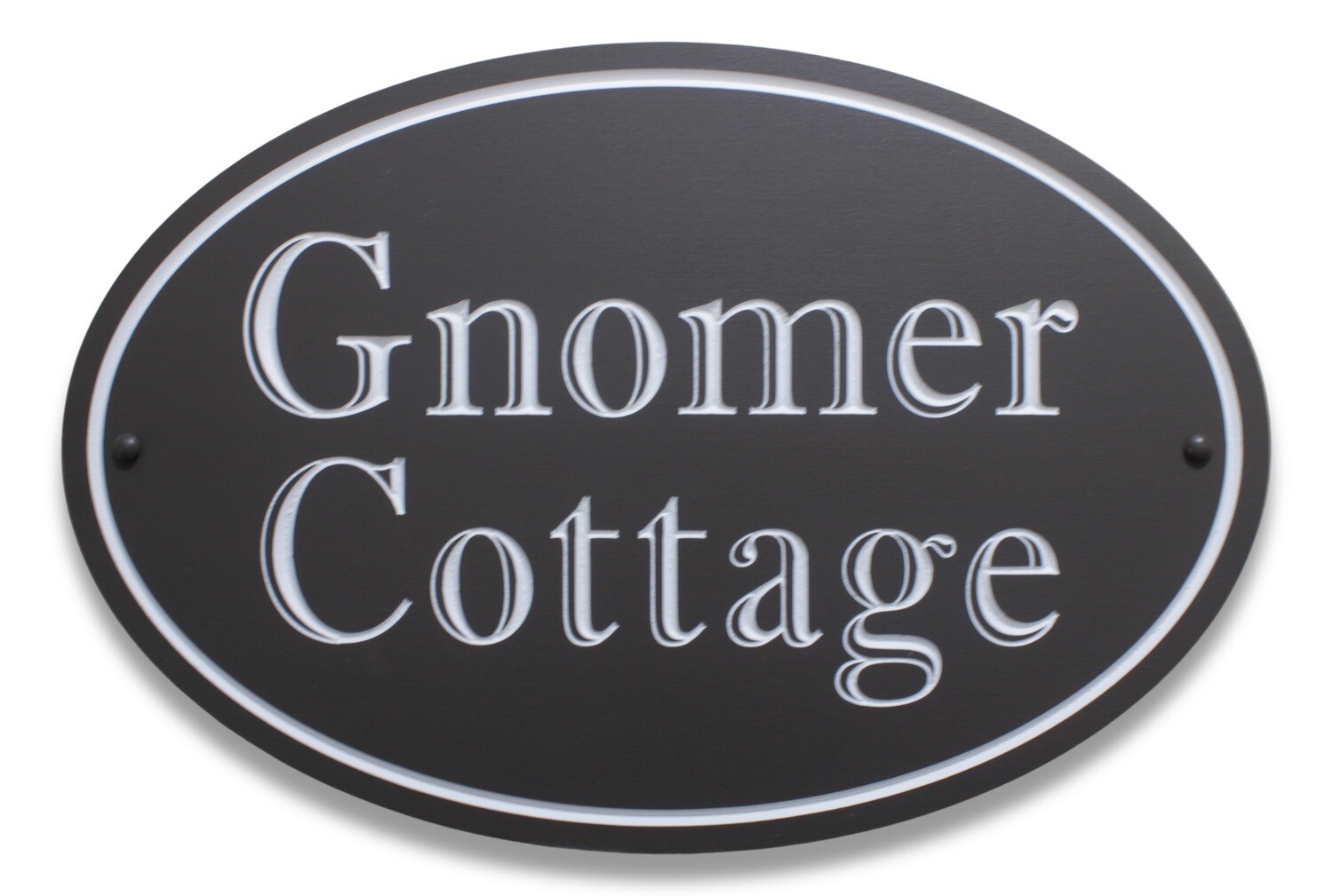 Weather Resistant Custom Exterior Oval Cottage / House Sign Painted with Precision Carved Text in Imprint MT Shadow font | Solid 3/4 inch thick PVC