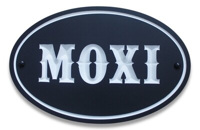 Custom Oval Painted PVC Horse Stall Sign - Barn Sign with White Carved Western Style Font Horse Name Plaque