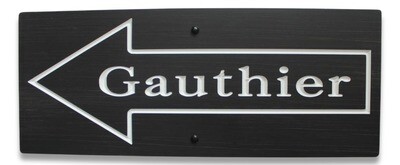 Custom weather resistant solid ¾ thick PVC Direction Sign Stained Wood Look Effect | White  Carved Arrow Outline