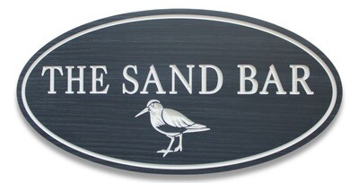 Custom Carved Oval PVC stained wood effect Cottage Sign with Sandpiper Graphic - Weather resistant.