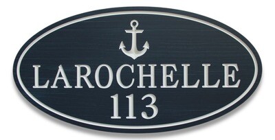 Custom Carved Oval PVC  stained wood effect Cottage Sign with Anchor  Graphic - Weather resistant.