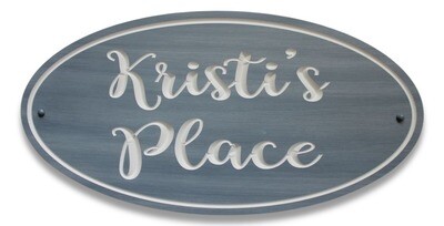 Custom Carved Oval PVC Whitewashed Blues Cottage Sign She Shed Sign - Weather resistant.