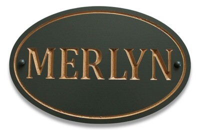 Custom Oval Painted PVC Horse Stall Sign - Barn Sign with Metallic Gold or Metallic Silver Carving
