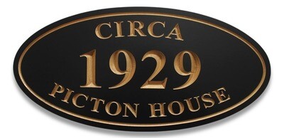 Weather Resistant Personalised Oval PVC Cottage Sign House Name Sign with Metallic Gold or Metallic Silver Carving