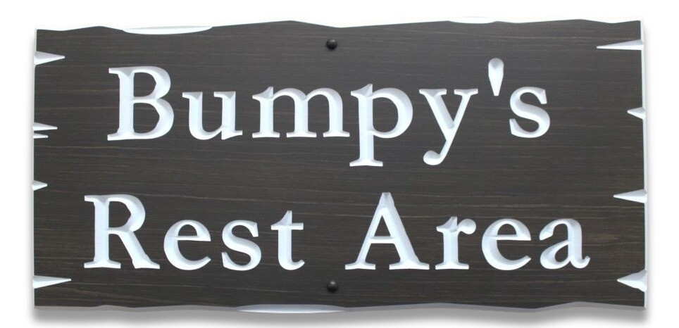 Custom Carved Rustic Edge PVC stained wood effect Cottage Sign with No Graphic - Weather resistant.