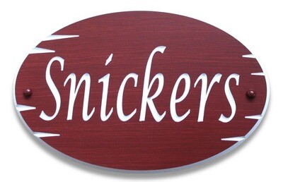 Custom Oval Painted Stain look effect PVC Horse Stall Sign - Barn Sign with Horse's Name > Beveled Distressed look Edging