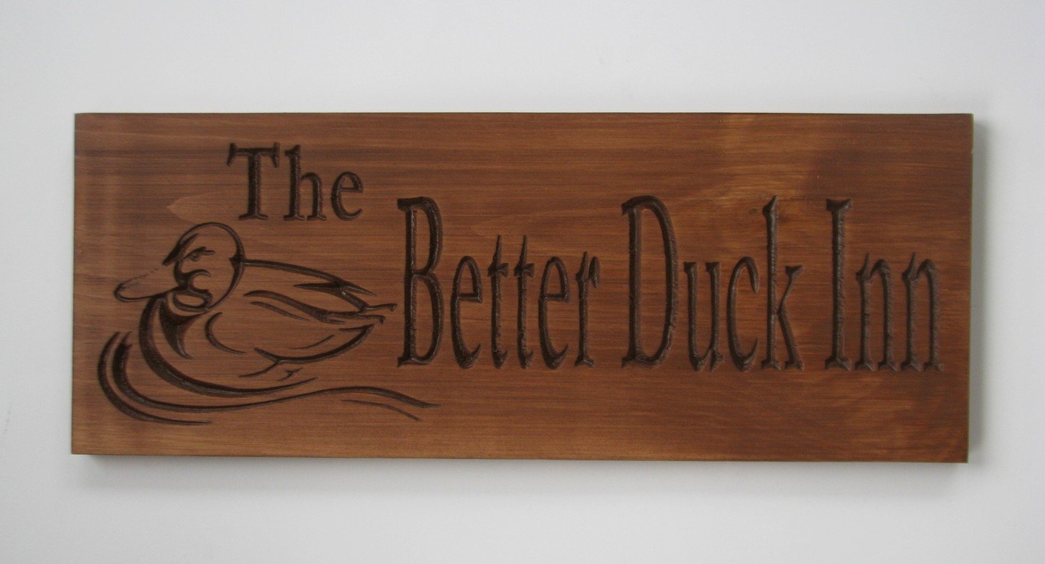 Personalized Rustic Wood Sign Cabin Sign Camp Sign Family Name Sign with Carved Duck