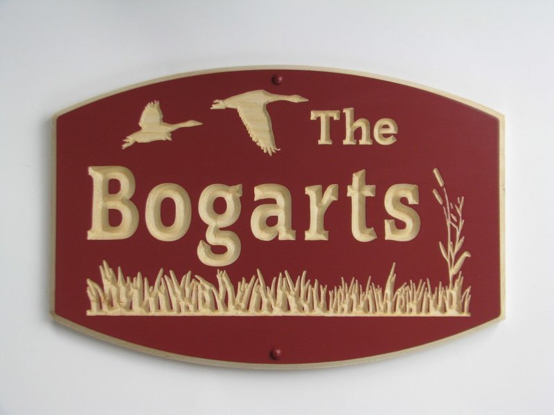 Custom Carved Painted Wood Sign Family Name Sign Cottage Sign House Sign with Geese