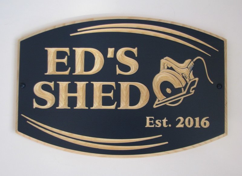 Custom Carved Painted Wood Sign Shed Sign Man Cave Sign with Carved Saw