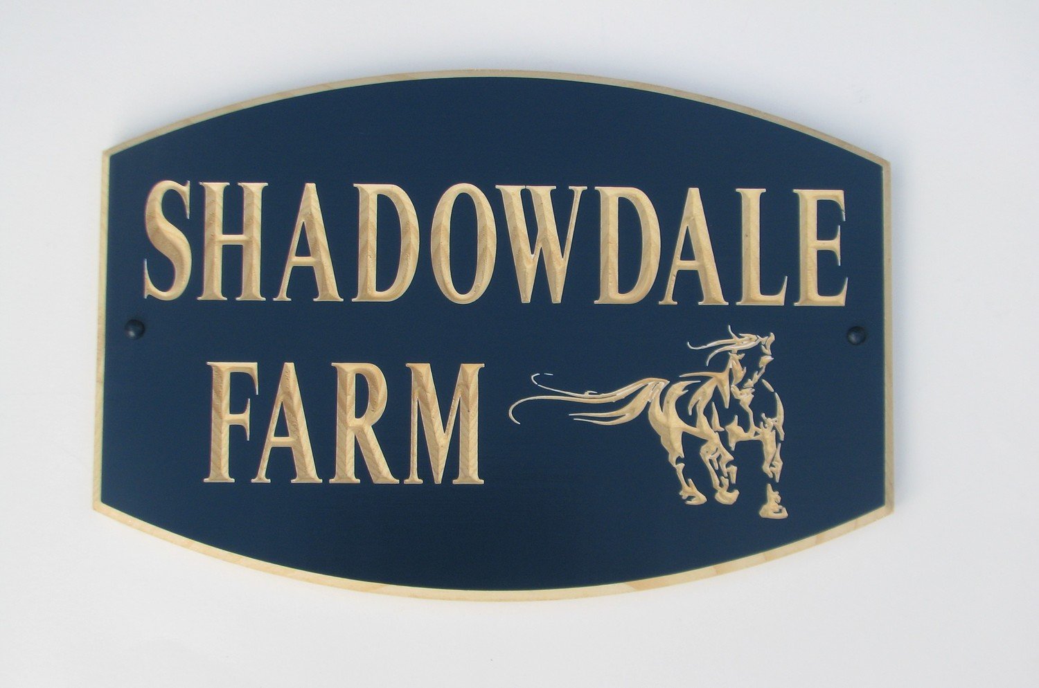 Custom Carved Painted Wood Sign with Carved Horse