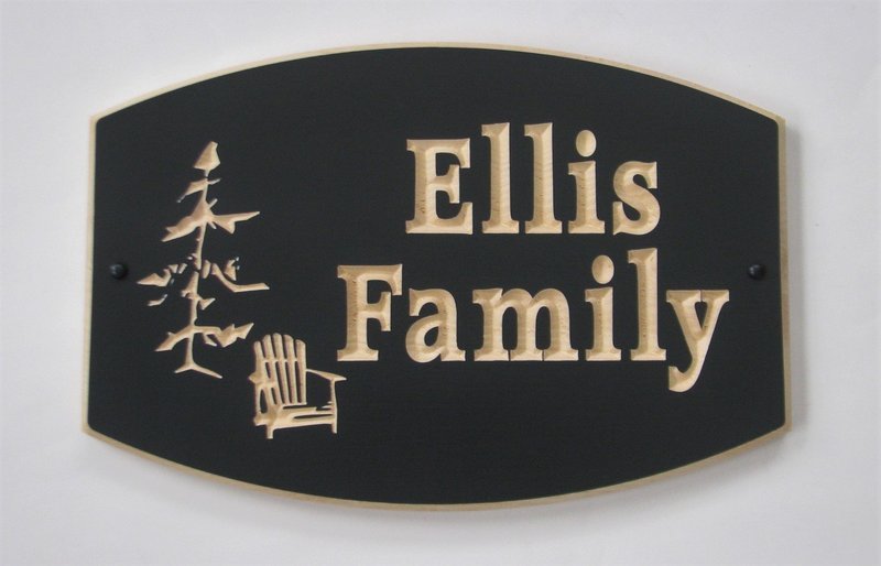 Custom Exterior Wood Sign Painted with carved Muskoka Tree and Chair