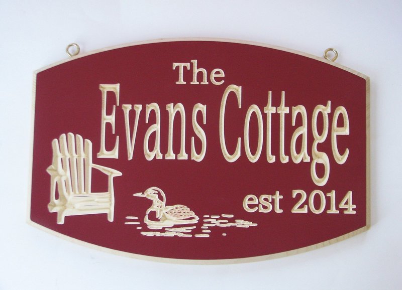 Custom Exterior Wood Sign Family Name Sign Established Sign with carved Chair and Loon
