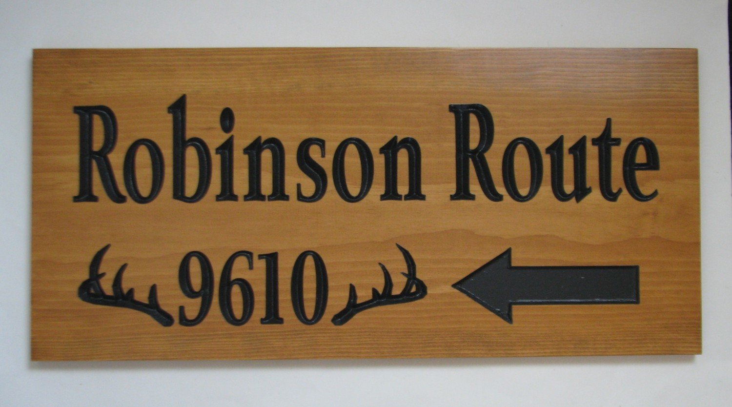 Custom Wood Address Sign Directional Sign with Antlers