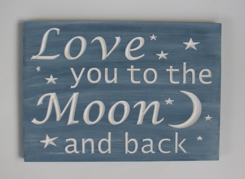 Whitewashed Wood Sign Nursery Sign Blue Baby Room Sign Love you to the Moon and Back