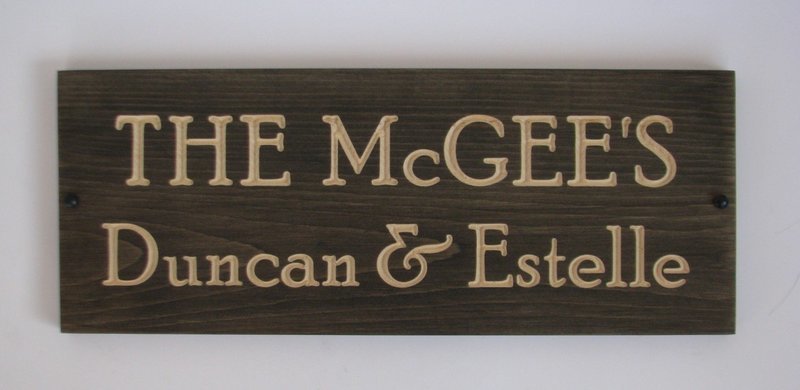 Custom Carved Stained Outdoor Wood Family Name Sign
