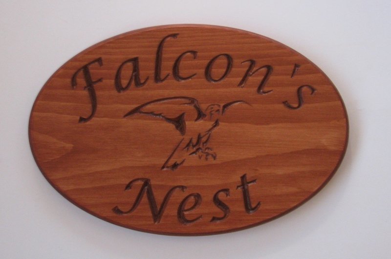 Indoor Stained Wood Falcons Nest Plaque