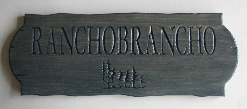 Personalized Outdoor Rustic Stained Outdoor Wood Sign with Carved Trees