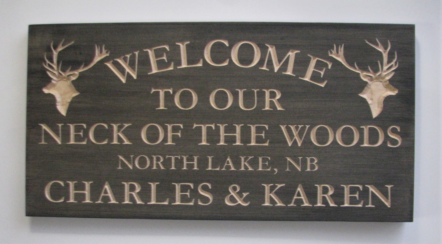 Custom Carved Stained Neck of the Woods Cottage Sign