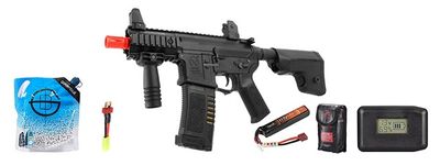 Ares Amoeba M4 Stubby Combat Gear Am-007 Cqb Airsoft Aeg Rifle - Battery/Adapter/Charger Combo - Black