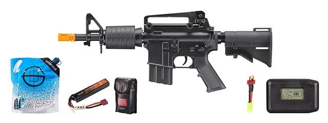 Double Bell N23 Pdw M4 Airsoft Aeg Rifle + Battery-Adapter-Charger Combo - Black